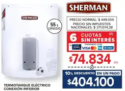 Carrefour Sherman termotanque eléctrico conexión inferior oferta
