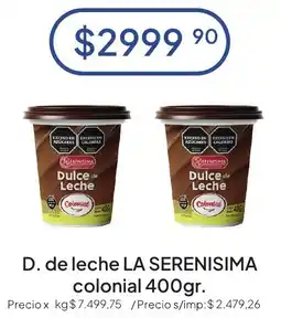 Hergo La serenisima dulce de leche colonial oferta