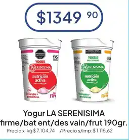 Hergo La serenisima yogur nutricion activa firme/bat ent/des vain/frut oferta