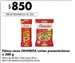 Disco Favorita fideos secos oferta