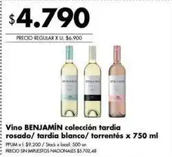 Disco Benjamín vino colección tardía rosado/ tardía blanco/torrentés oferta
