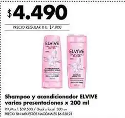 Disco Elvive - shampoo y acondicionador oferta