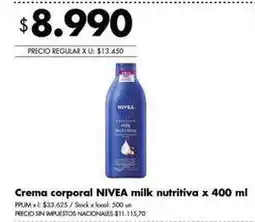 Disco Nivea crema corporal milk nutritiva oferta