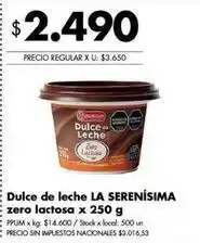 Disco La serenísima - dulce de leche zero lactosa oferta