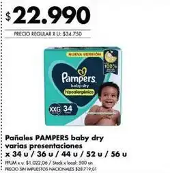 Disco Pampers pañales baby dry oferta