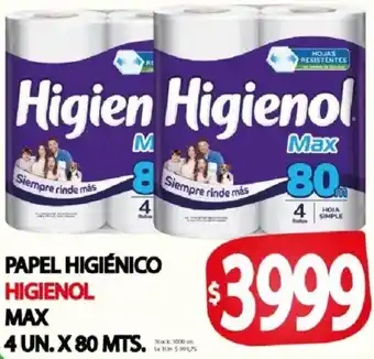 Supermercados Mariano Max Higienol papel higiénico max oferta