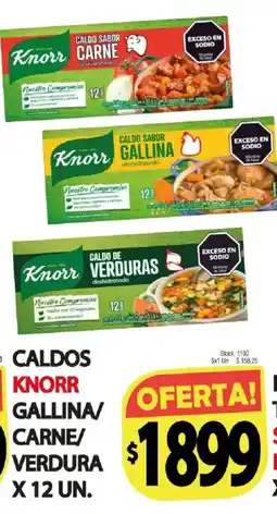 Supermercados Mariano Max Knorr caldos gallina/carne/verdura oferta