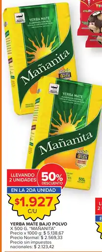 Carrefour Mañanita yerba mate bajo polvo oferta