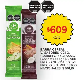 Carrefour classic barra cereal v/ sabores