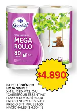 Carrefour Carrefour essential papel higiénico hoja simple oferta