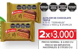 Carrefour Terrabusi alfajor de chocolate triple oferta