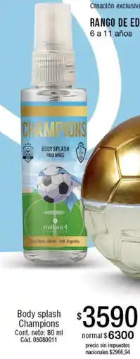Millanel Cosmética Champions body splash oferta