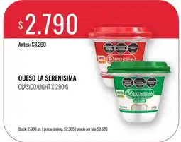 Supermercados Tadicor La serenisima queso clásico/light oferta