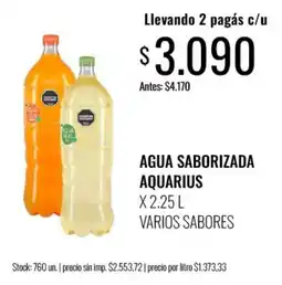 Supermercados Tadicor Aquarius agua saborizada varios sabores oferta