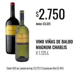 Supermercados Tadicor Viñas de balbo vino magnum chablis oferta
