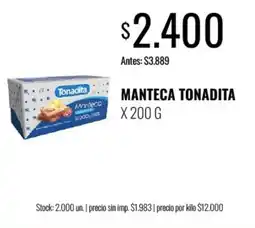 Supermercados Tadicor Tonadita manteca oferta