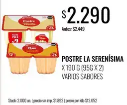 Supermercados Tadicor Postre la serenisima oferta