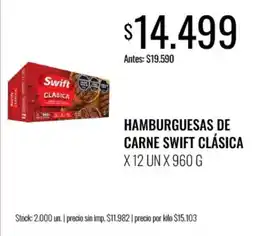 Supermercados Tadicor Swift hamburguesas de carne clásica oferta
