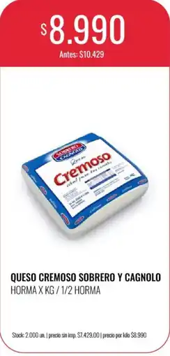 Supermercados Tadicor Sobrero y cagnolo queso cremoso oferta