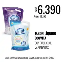 Supermercados Tadicor Ecovita jabón líquido oferta
