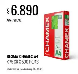 Supermercados Tadicor Chamex resma a4 oferta