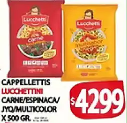 Supermercados Becerra Lucchetti cappellettis lucchettini carne/espinaca/jyq/multicolor oferta
