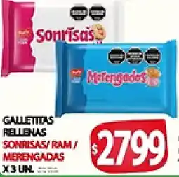 Supermercados Becerra Sonrisas/ram/ merengadas galletitas rellenas oferta
