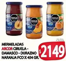 Supermercados Becerra Arcor mermeladas ciruela - damasco - durazno naranja fco oferta
