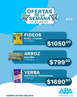 APA Supermercados Rivoli fideos oferta