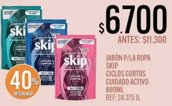 Skip jabón p/la ropa ciclos cortos cuidado activo