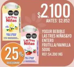 Supermercados Todo Las tres niñas yogur bebible entero frutilla/vainilla oferta