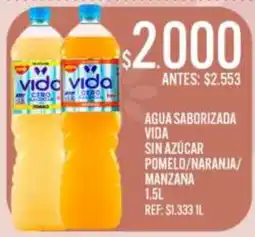 Supermercados Todo Vida agua saborizada sin azúcar pomelo/naranja/manzana oferta