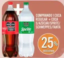 Supermercados Todo Coca cola regular + coca s/azúcar/sprite/schweppes/fanta oferta