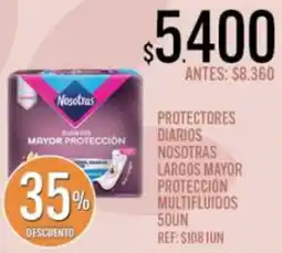 Supermercados Todo Nosotras protectores diarios largos mayor protección multifluidos oferta