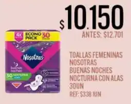 Supermercados Todo Nosotras toallas femeninas buenas noches nocturna con alas oferta