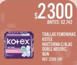 Supermercados Todo Kotex toallas femeninas nocturna c/ alas doble absorc. oferta
