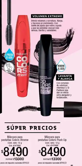Millanel colors máscara para pestañas push up