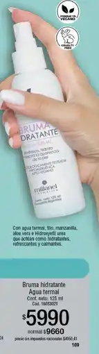 Millanel Cosmética Millanel care bruma hidratante agua termal oferta