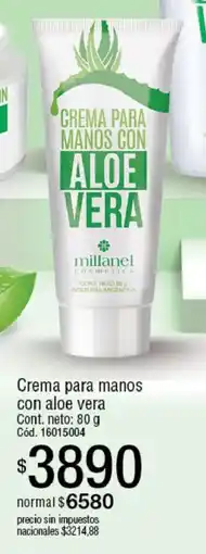 Millanel Cosmética Crema para manos con aloe vera oferta