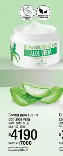 Millanel Cosmética Crema para rostro con aloe vera oferta