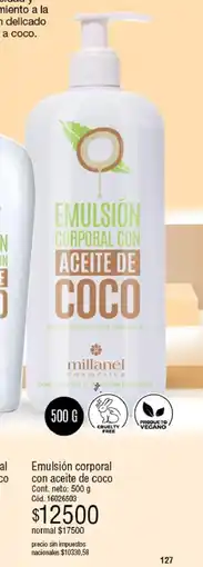 Millanel Cosmética Millanel emulsión corporal con aceite de coco oferta
