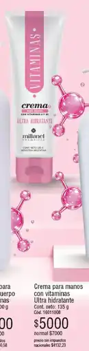 Millanel Cosmética Millanel crema para manos con vitaminas ultra hidratante oferta