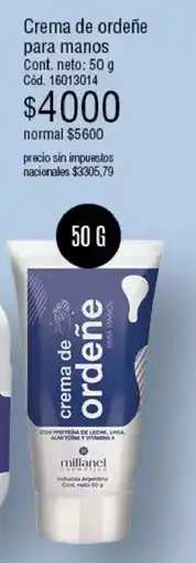 Millanel Cosmética Crema de ordeñe para manos oferta