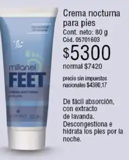 Millanel Cosmética Millanel crema nocturna para pies oferta