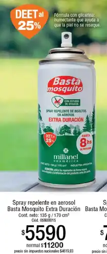 Millanel Cosmética Spray repelente en aerosol basta mosquito extra duración oferta