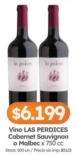 Cordiez Las perdices vino cabernet sauvignon o malbec oferta