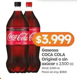 Cordiez Coca cola gaseosa original o sin azúcar oferta