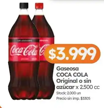 Cordiez Coca cola gaseosa original o sin azúcar oferta