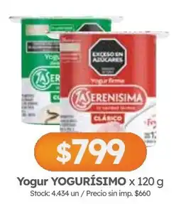 Cordiez La serenisima yogur yogurisimo clasico oferta