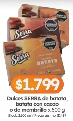 Cordiez Serra dulces de batata, batata con cacao o de membrillo oferta